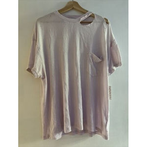 Free People Lucky Distressed Lavender Distressed Oversized Tee Size Medium